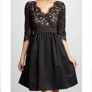 Eliza J Dress Lace Faille Fit & Flare V-Neck Size 16